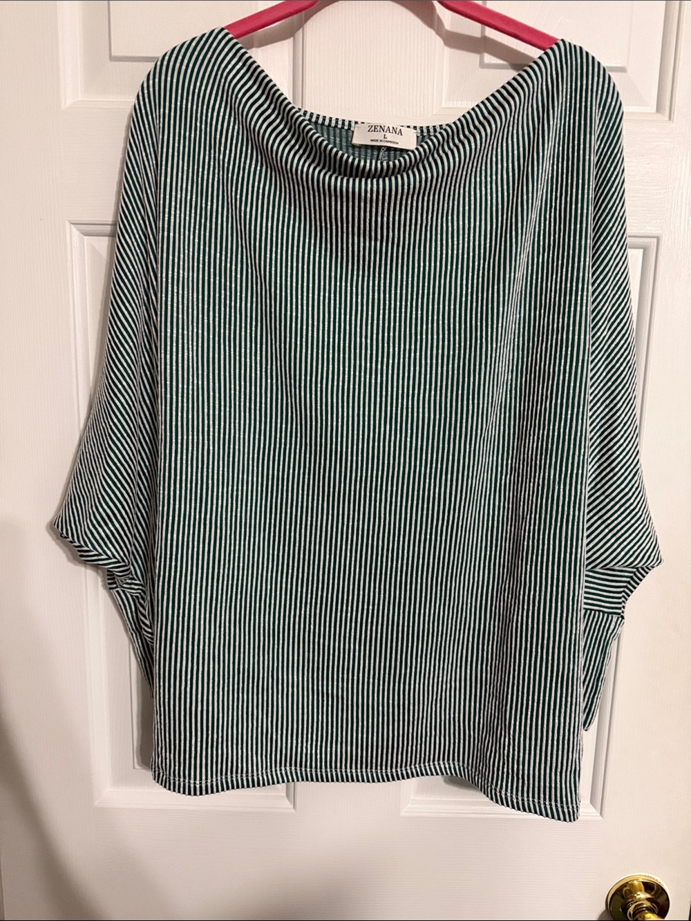 Zenana Green and White Narrow Stripe Tunic